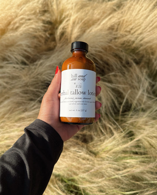 Herbal Tallow Lotion | 100% Grass Fed/Finished, Regeneratively Farmed, Suet Tallow